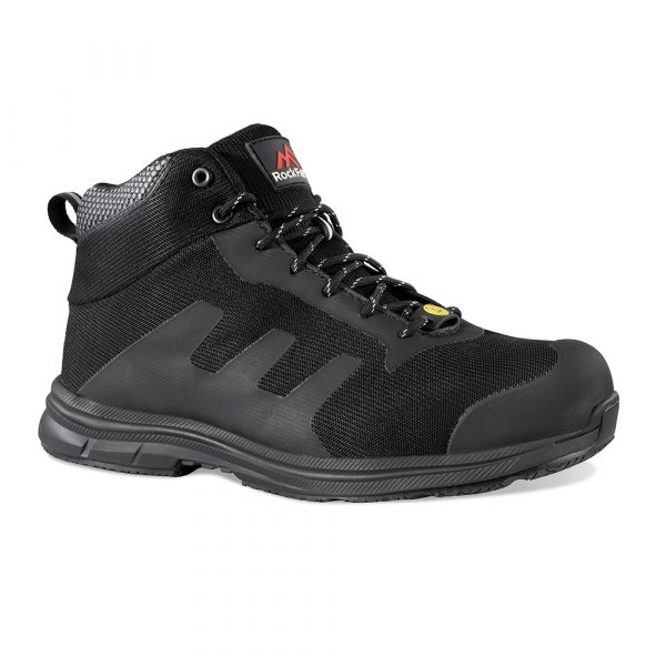 Rockfall Black Fibreglass Toe Capped Safety Boots 11, EU 46