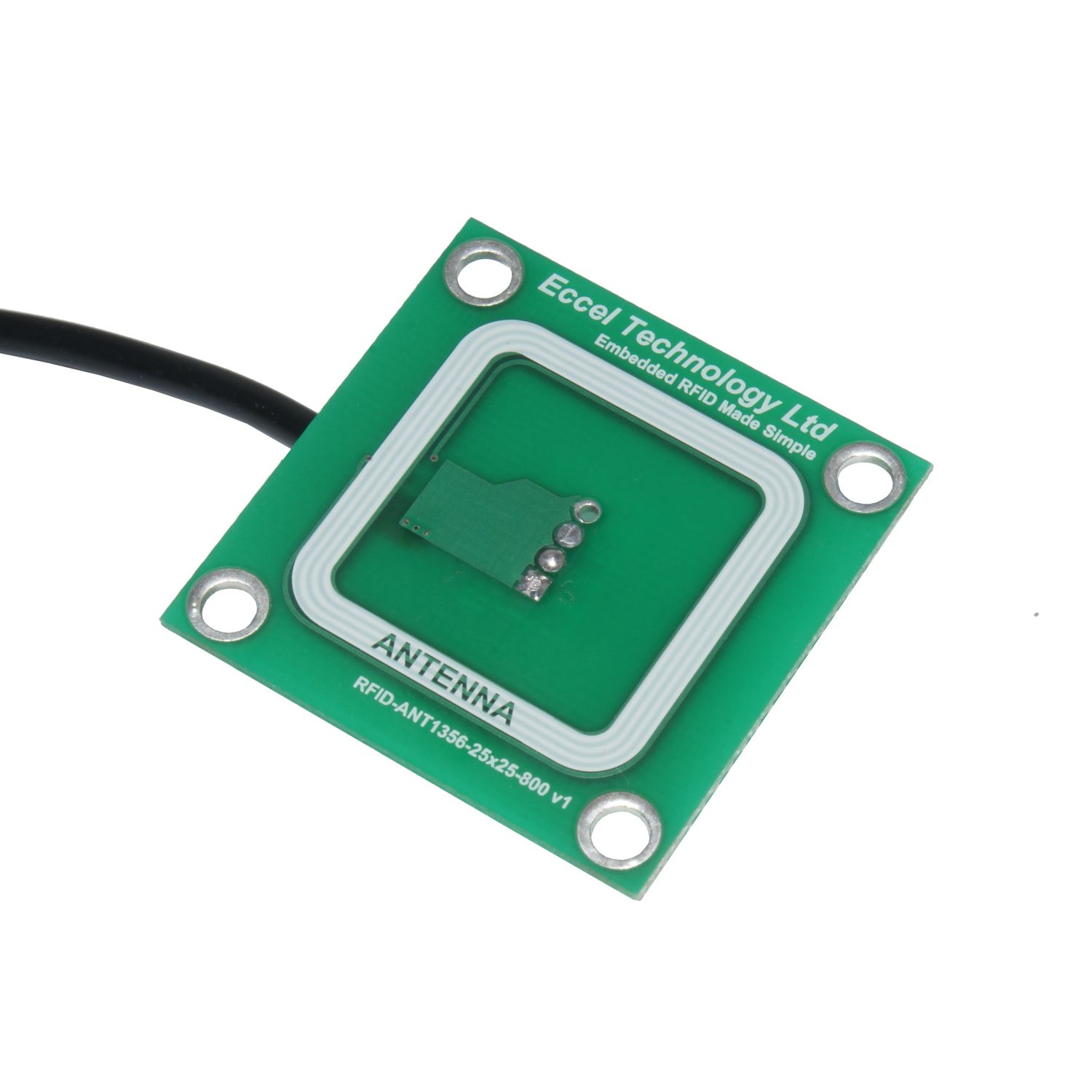 Eccel Technology Ltd RFID-ANT1356-25x25-800 v1 PCB RFID Antenna with JST PHR-4 Connector, High Frequency RFID