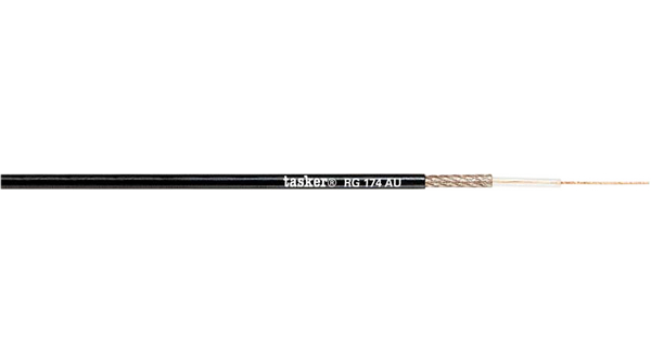 Tasker, 100 m, RG174 Coaxial Coaxial Cable, Black, Unterminated