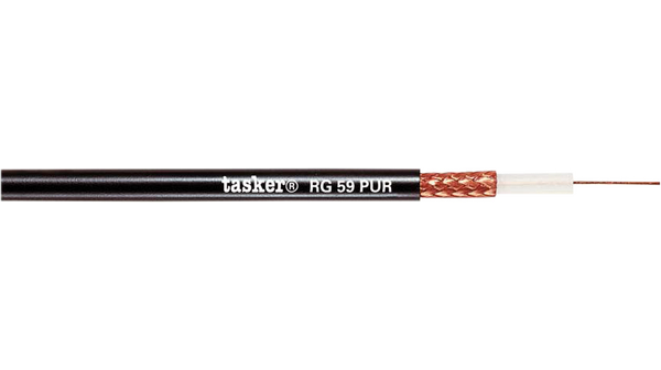 Tasker RG Series, 100 m, RG59 Coaxial Coaxial Cable 75 Ω, Black