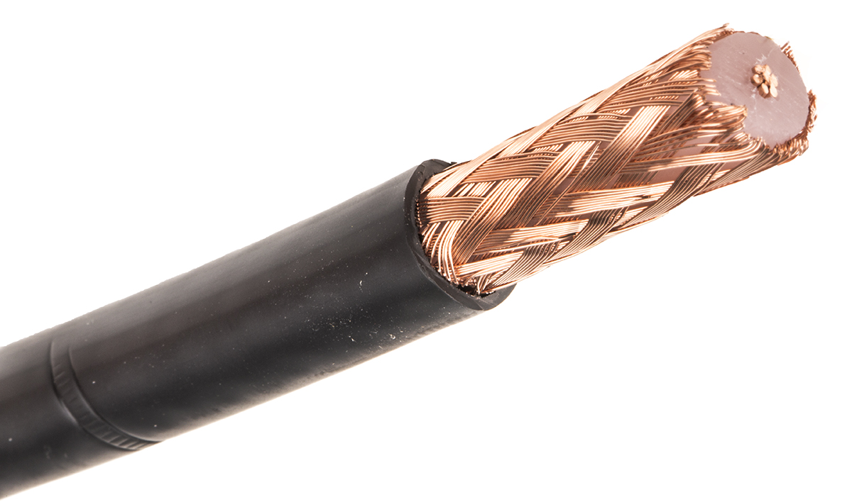 Nexans 50 Ω Coaxial Cable Screened, 10.3 mm Black