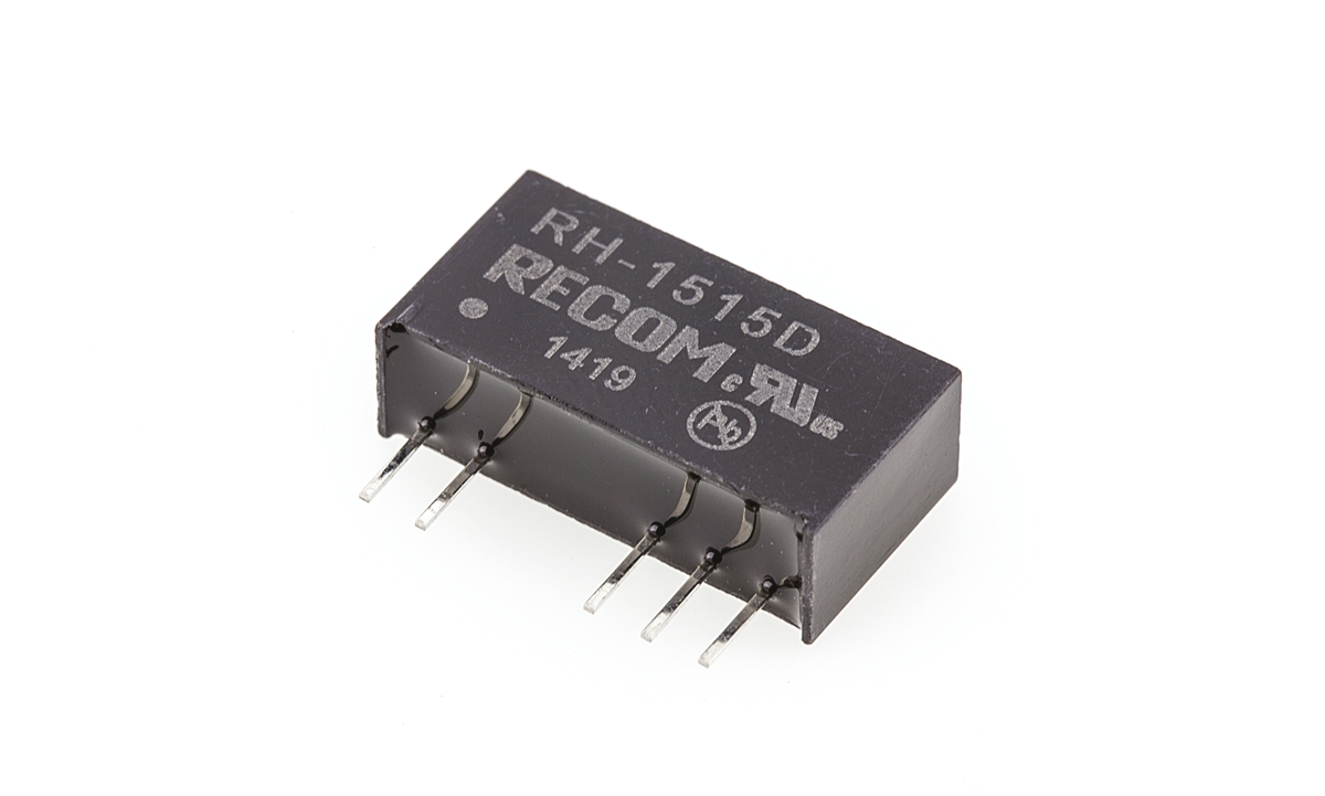 Recom RH DC/DC Converter, 15V dc/ 33 mA, 5.5V dc Input, 4.5V Input 1 W, Through Hole, 85 °C Max Temp -40 °C Min Temp,