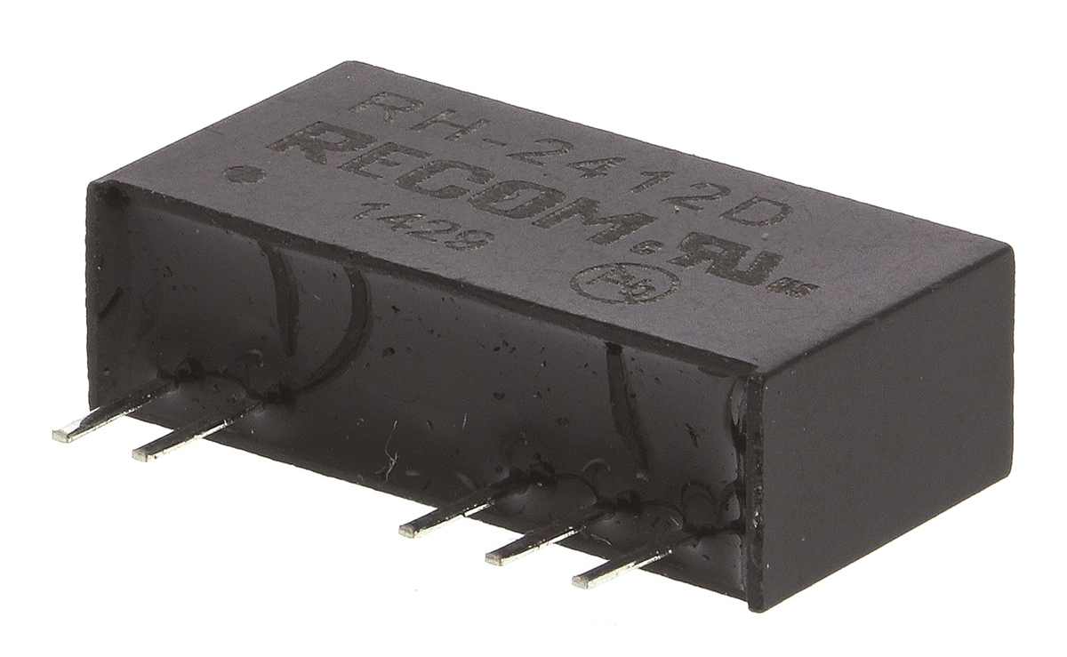 Recom RH DC/DC Converter, 12V dc/ 42 mA, 5.5V Input, 4.5V Input 1 W, Through Hole, 85 °C Max Temp -40 °C Min Temp, 7-Pin