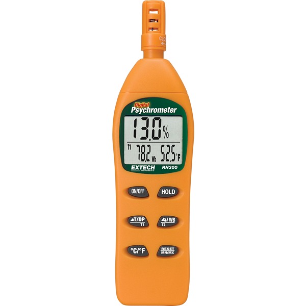 Extech RH300 Psychrometer, ±1.8°F Accuracy, Digital Display, Battery-Powered