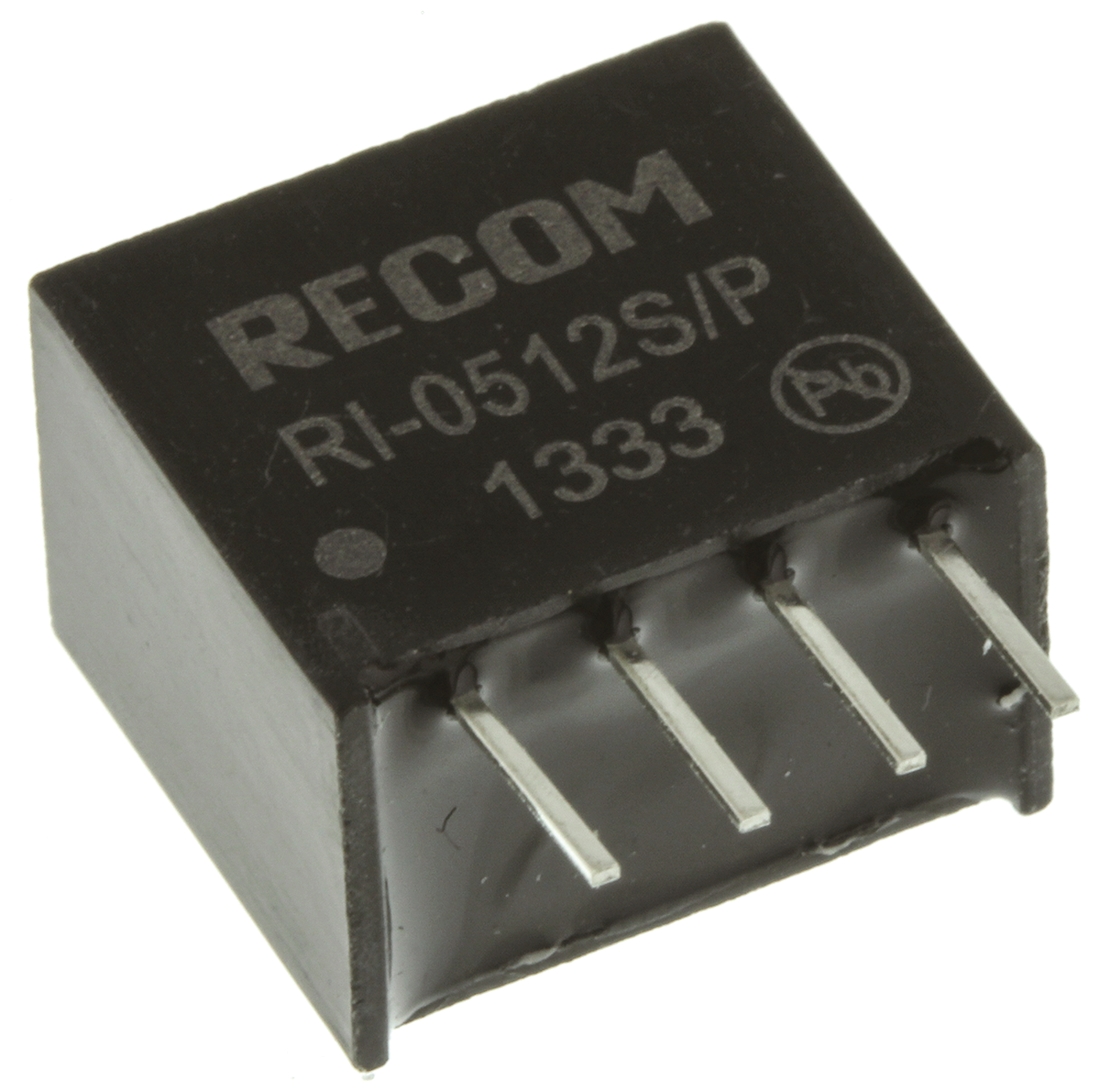 Recom RI DC/DC Converter, 12V dc/ 167 mA, 5V dc Input, 4.5V Input 2 W, Through Hole, 85 °C Max Temp -40 °C Min Temp,