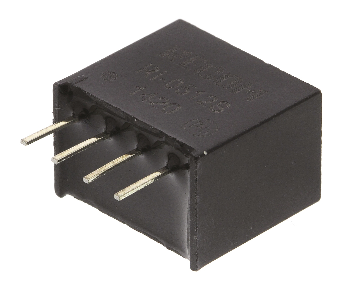 Recom RI DC/DC Converter, 12V dc/ 167 mA, 5V dc Input, 4.5V Input 2 W, Through Hole, 85 °C Max Temp -40 °C Min Temp,