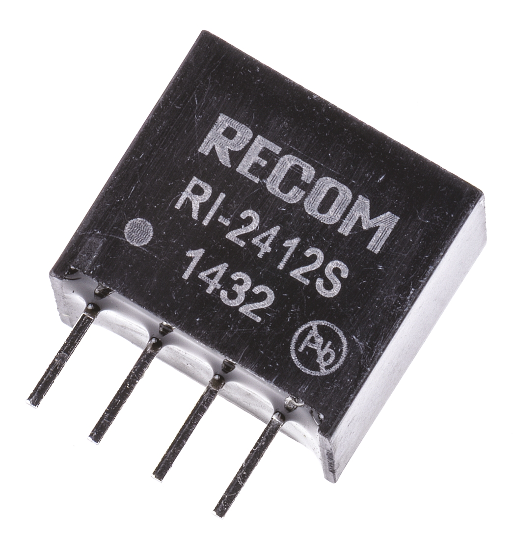 Recom RI DC/DC Converter, 12V dc/ 167 mA, 24V dc Input, 0V ac Input 2 W, Through Hole, 85 °C Max Temp -40 °C Min Temp,