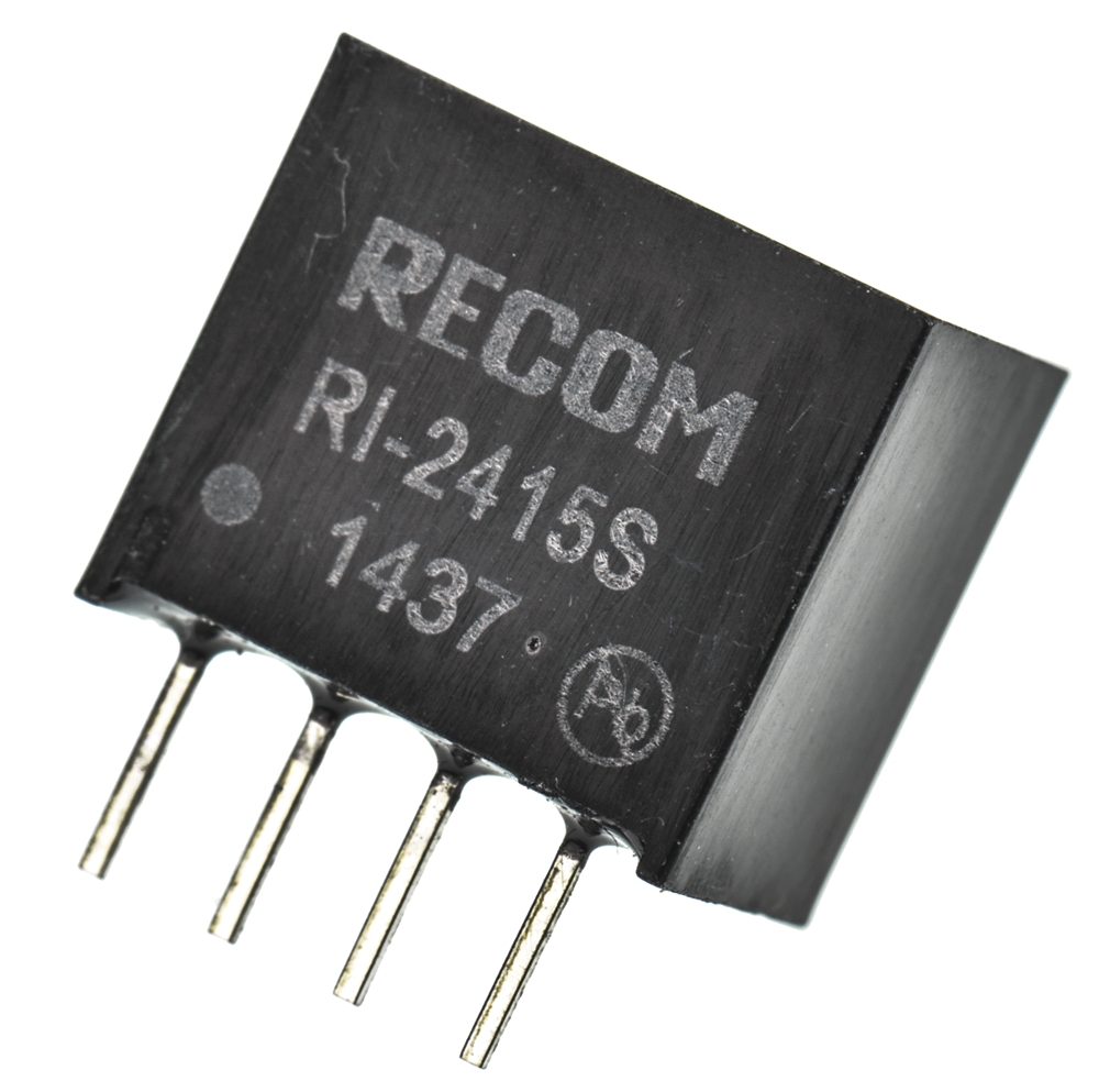 Recom RI DC/DC Converter, 15V dc/ 133 mA, 24V dc Input, 0V ac Input 2 W, Through Hole, 85 °C Max Temp -40 °C Min Temp,
