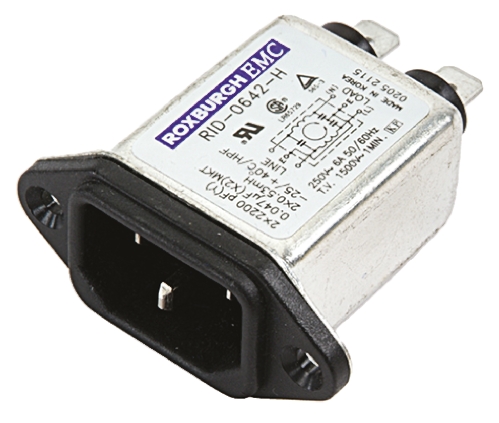 Deltron RID1042H, 250V ac/dc 10A Panel Mount IEC Filter Male, Tab
