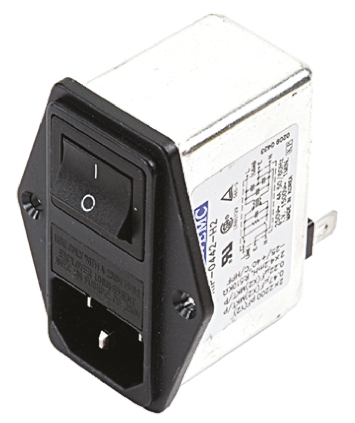 Deltron RIP0442H2, 250V ac/dc 4A Panel Mount IEC Filter Male 2 Pole 1 Fuse, Tab