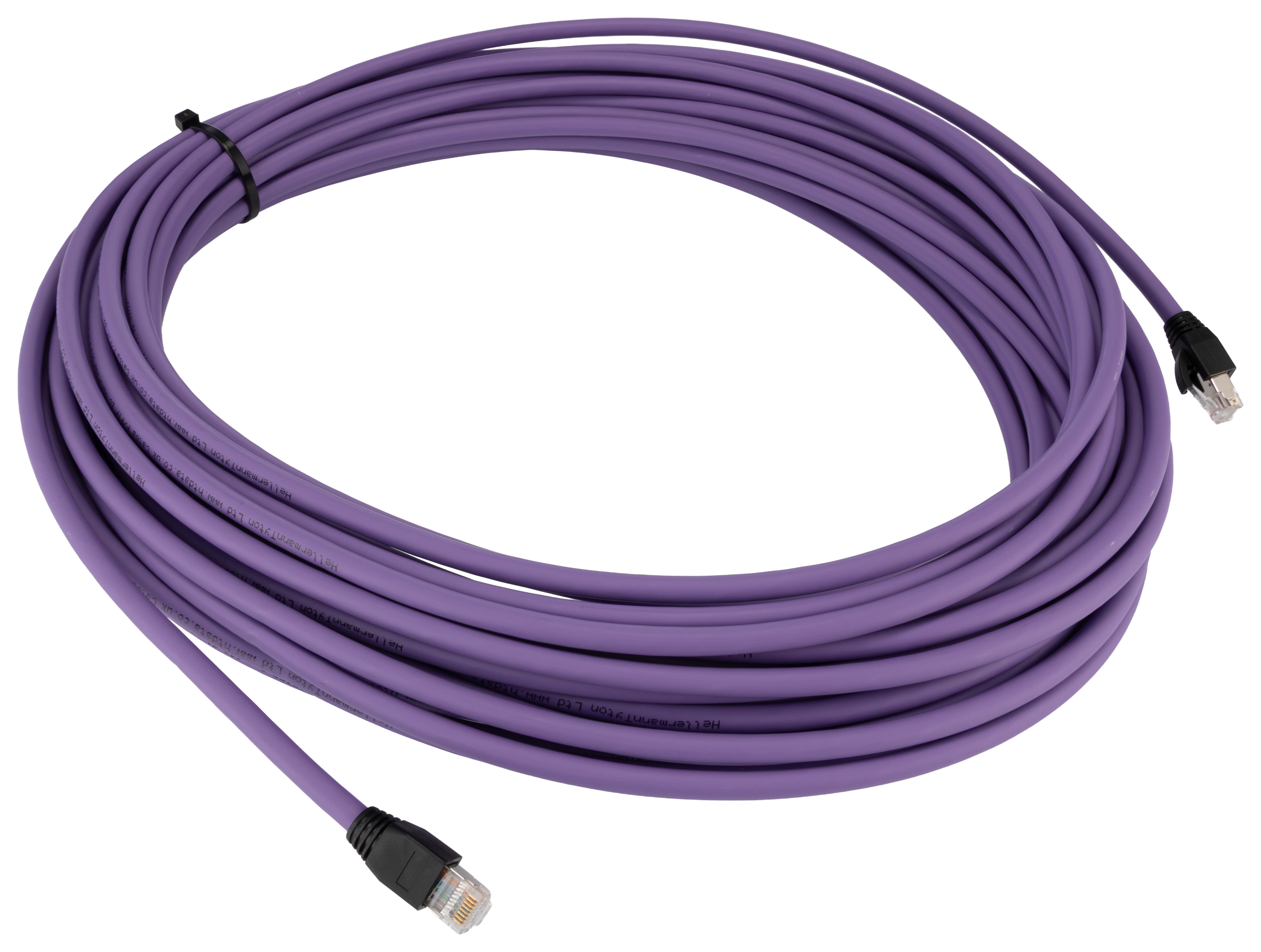 HellermannTyton Connectivity Category 6A, 20 m Cat6a Ethernet Cable, Purple Straight to Male Straight Male, Shielded Low