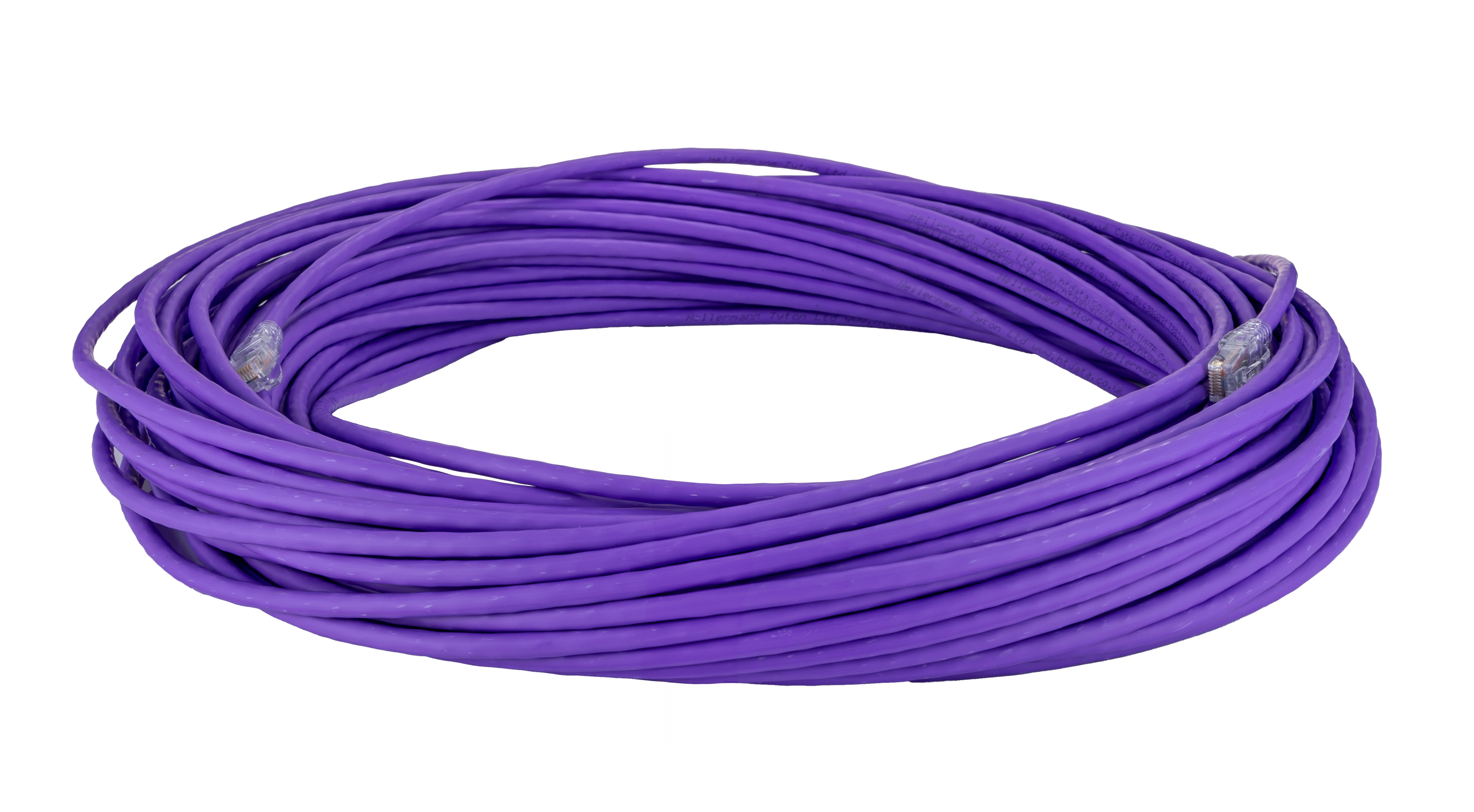 HellermannTyton Connectivity Category 6A, 40 m Cat6 Ethernet Cable, Purple RJ45 to, Unshielded Low Smoke Zero Halogen