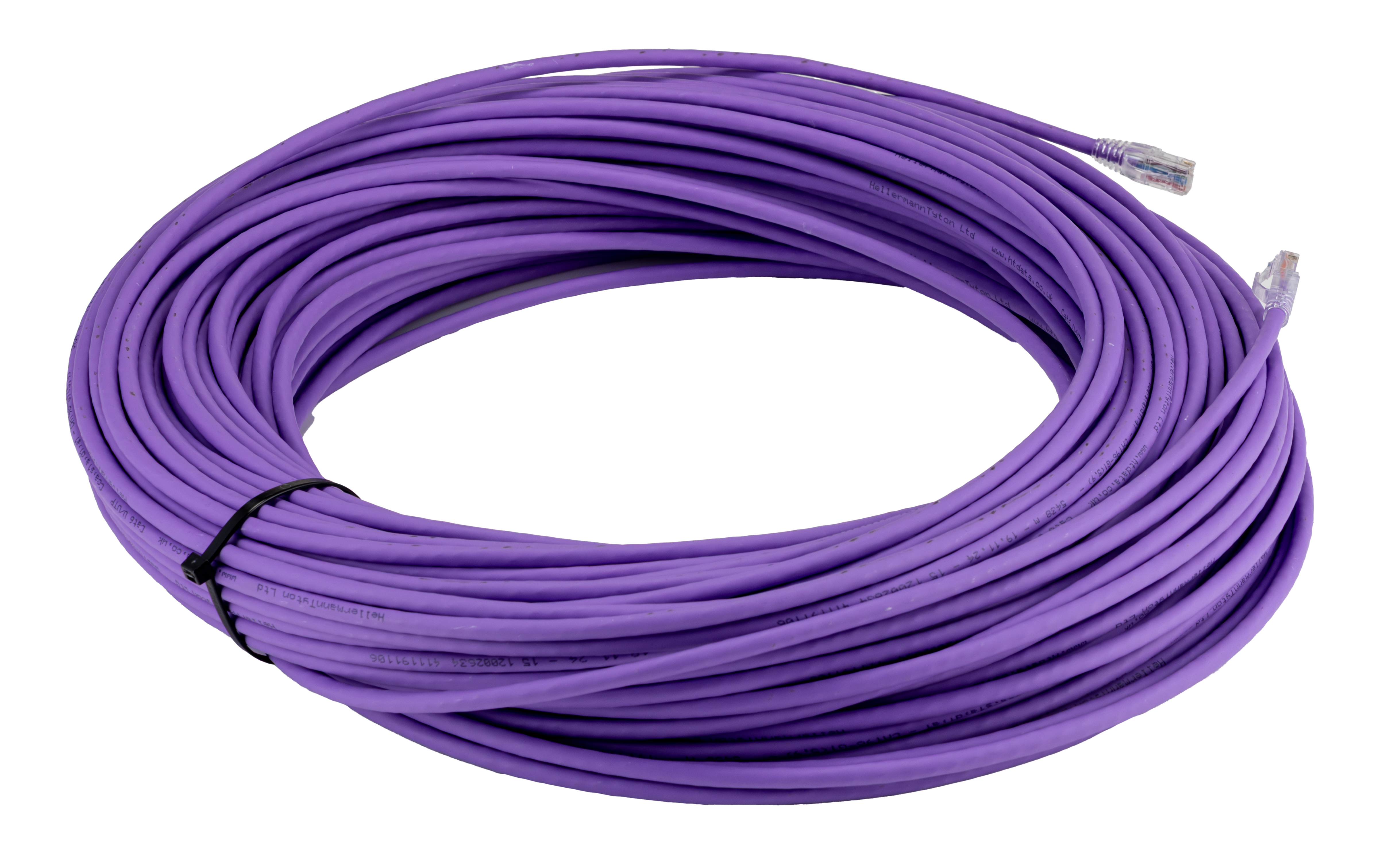 HellermannTyton Connectivity Category 6A, 70 m Cat6 Ethernet Cable, Purple RJ45 to, Unshielded Low Smoke Zero Halogen