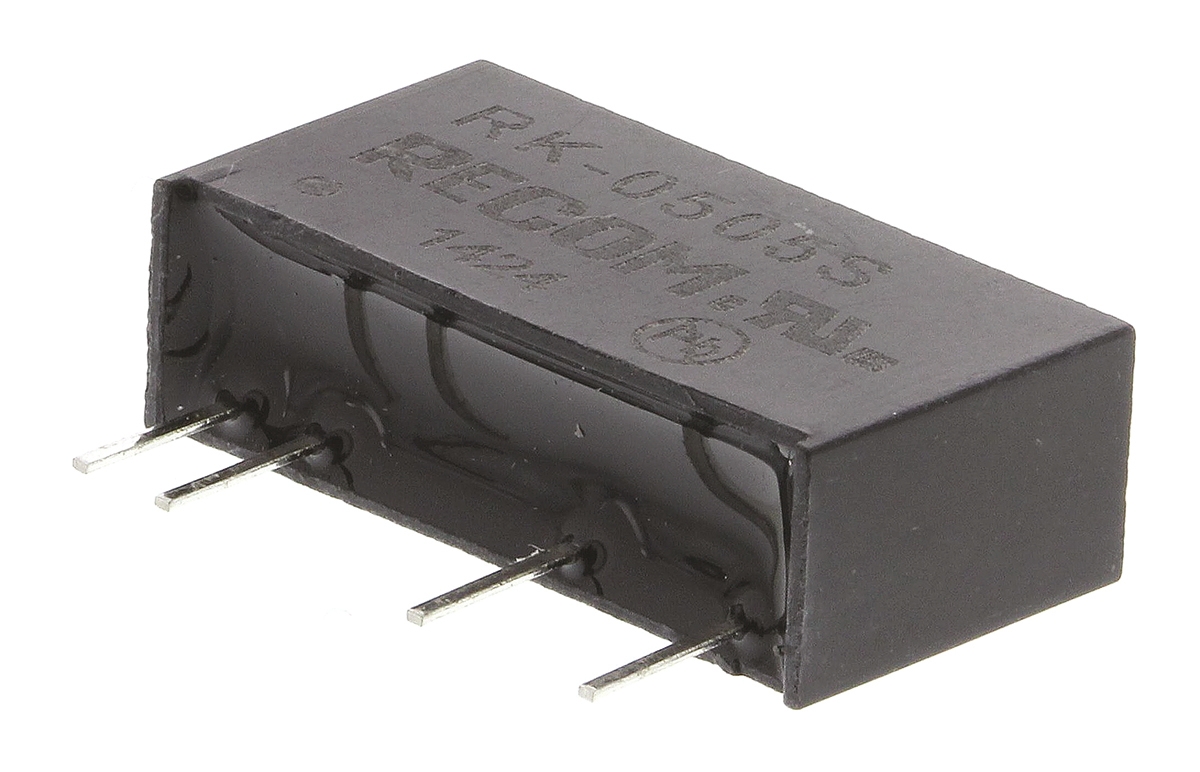 Recom RK DC/DC Converter, 5V dc/ 200 mA, 5.5V dc Input, 4.5V Input 1 W, Through Hole, 85 °C Max Temp -40 °C Min Temp,