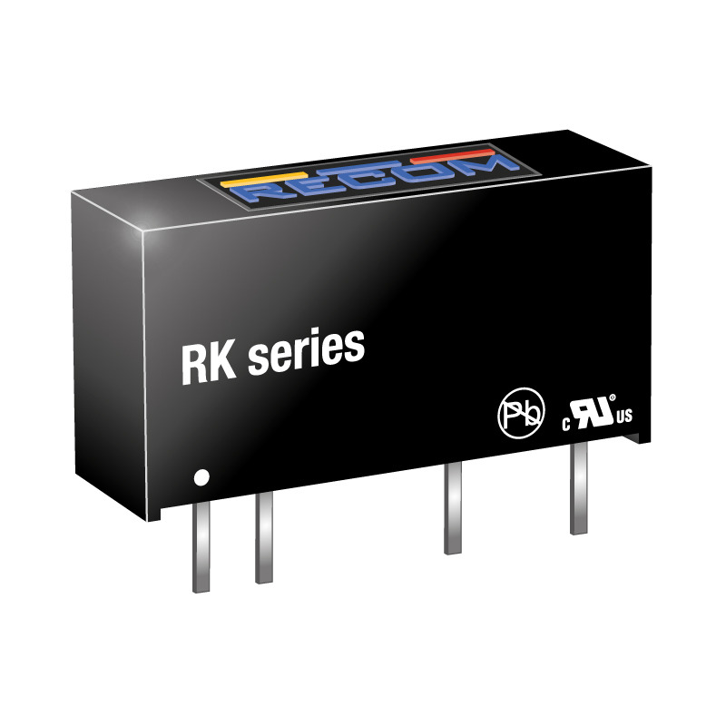 rk-0505s Recom RK DC/DC Converter, 5V dc/ 200 mA, 5.5V dc Input, 4.5V Input 1 W, Through Hole, 85 °C Max Temp -40 °C Min Temp,