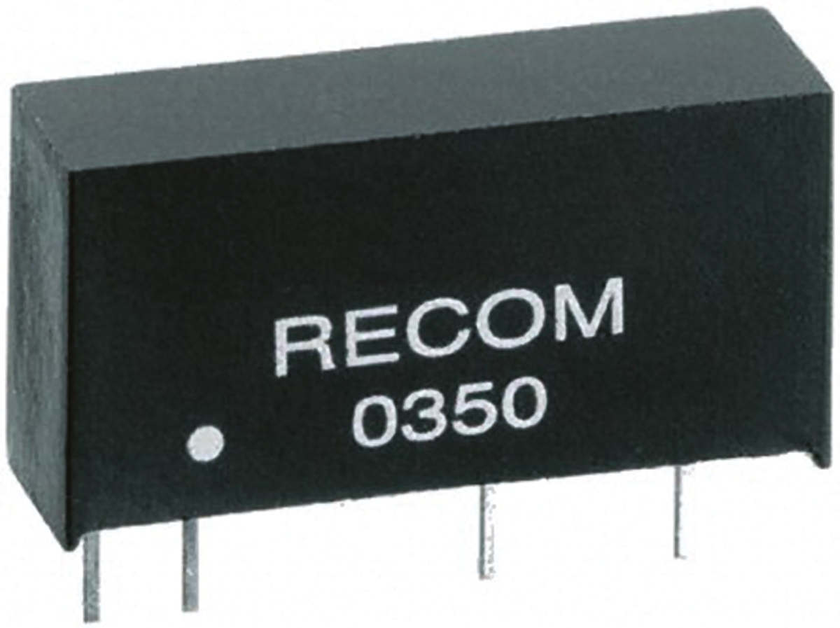 Recom DC/DC Converter, 15V/ 66 mA, 24V Input, 5V Input 1 W, Through Hole, 90 °C Max Temp -40 °C Min Temp, 7-Pin SIP-7