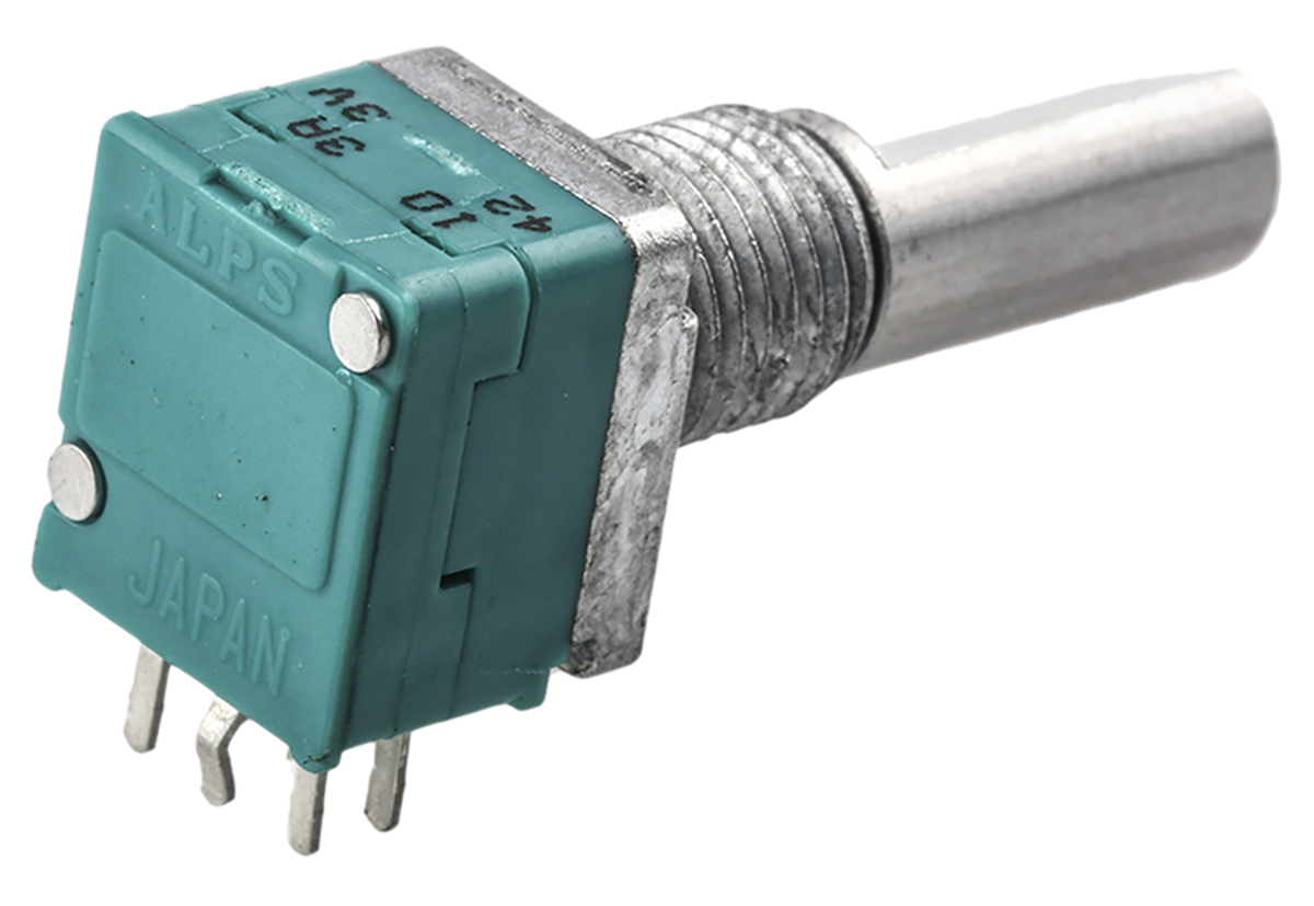 Alps Alpine RK097 10 kΩ Rotary Potentiometer 1-Turns Panel Mount, Through Hole, RK09712200HA