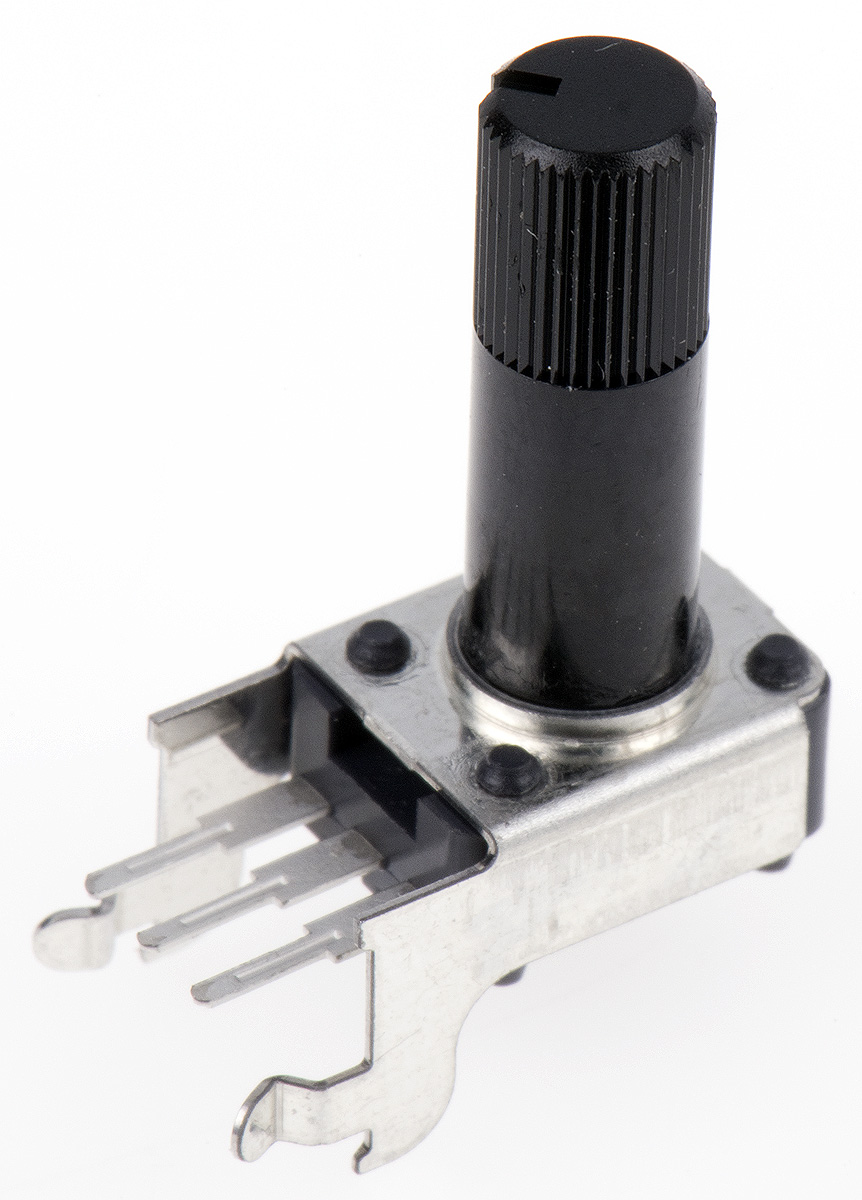 Alps Alpine RK09K 100 kΩ Rotary Carbon Film Potentiometer 1-Turns 1-Gang Panel Mount, Through Hole, RK09K1110A96