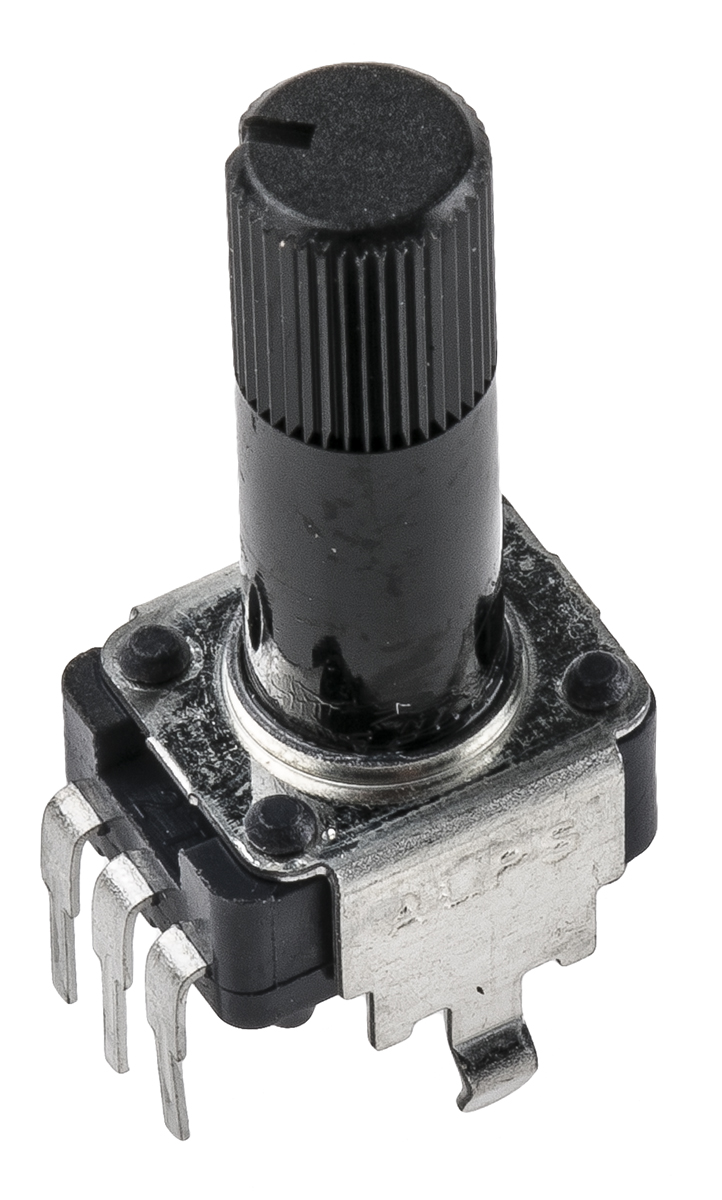 Alps Alpine RK09K 10 kΩ Rotary Carbon Film Potentiometer 1-Turns 1-Gang Panel Mount, Through Hole, RK09K1130A0H