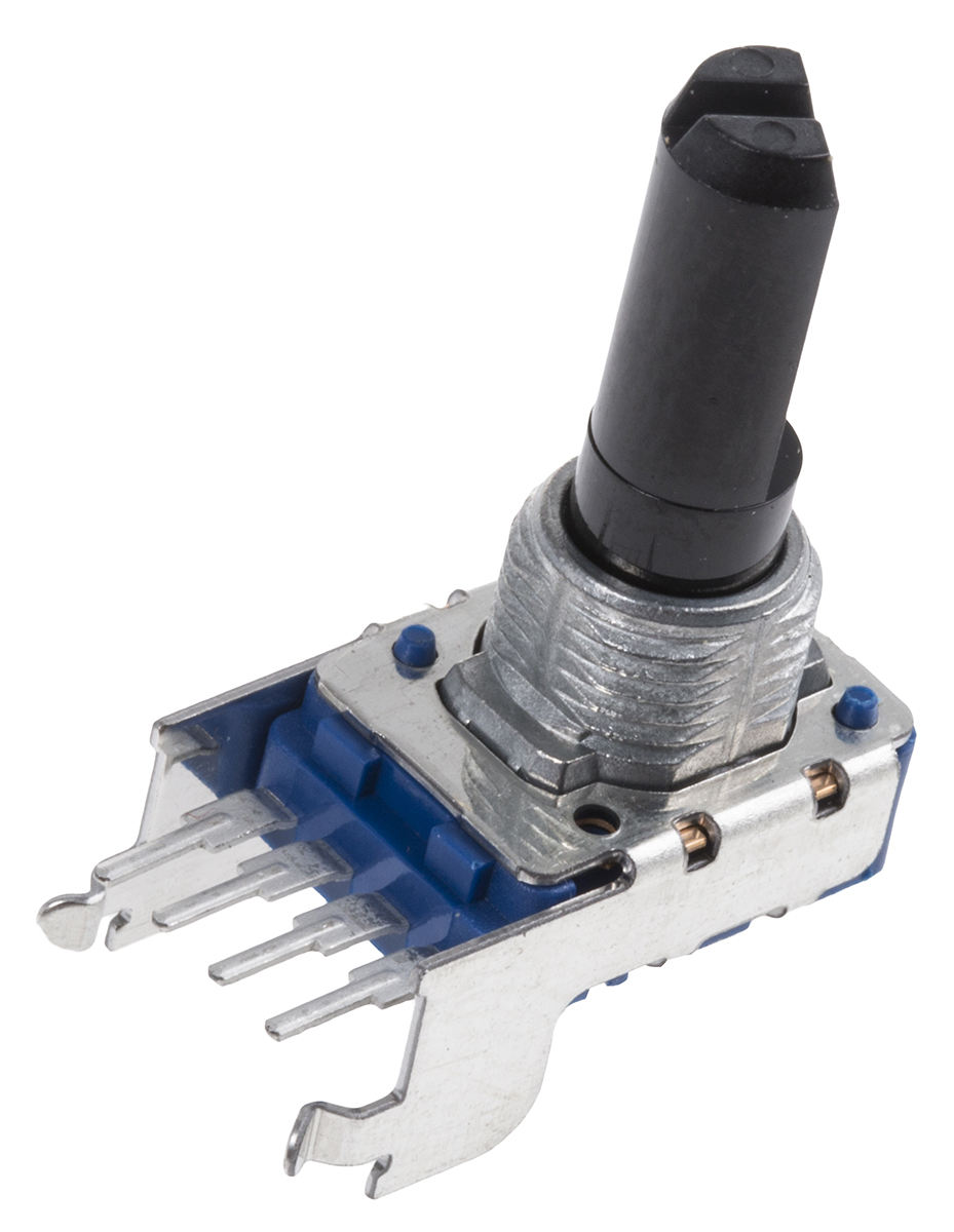 Alps Alpine RK11K 10 kΩ Rotary Carbon Film Potentiometer 1-Turns 1-Gang Panel Mount, Through Hole, RK11K1120A2B