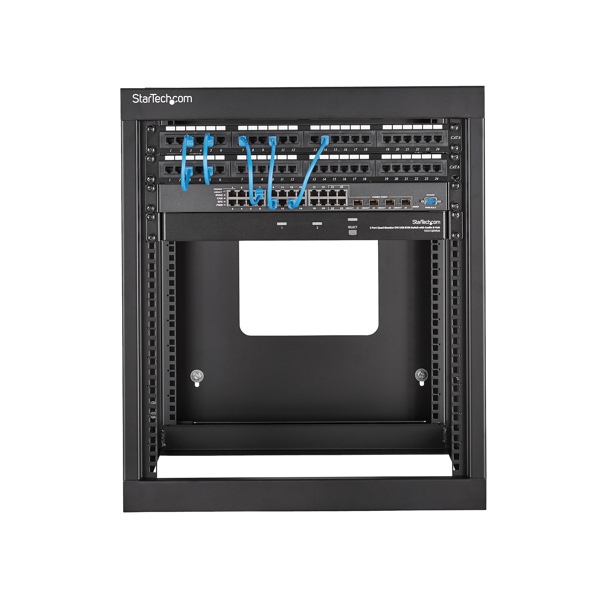 rk1219walloh StarTech.com RK1219 Series Black 12 U Steel Server Rack , with 2 Post Frame, 50.2 mm, 647 mm Height 647 mm