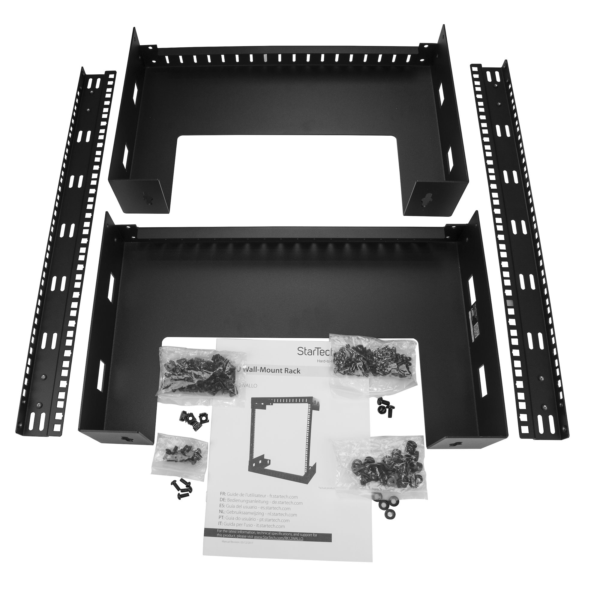 rk12wallo StarTech.com RK12WALL Series Black 12 U Steel Server Rack , with 2 Post Frame, 30.5 mm, 641 mm Height 641 mm