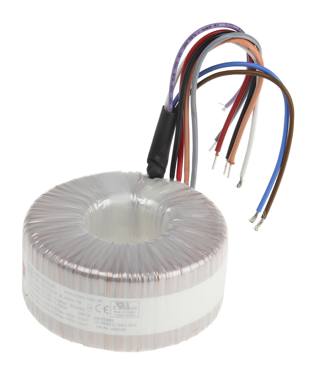 Block 230 V ac 2 x 24 V ac Toroidal Transformer 2 Output 300 VA, RoHS, cURus, UL, EAC