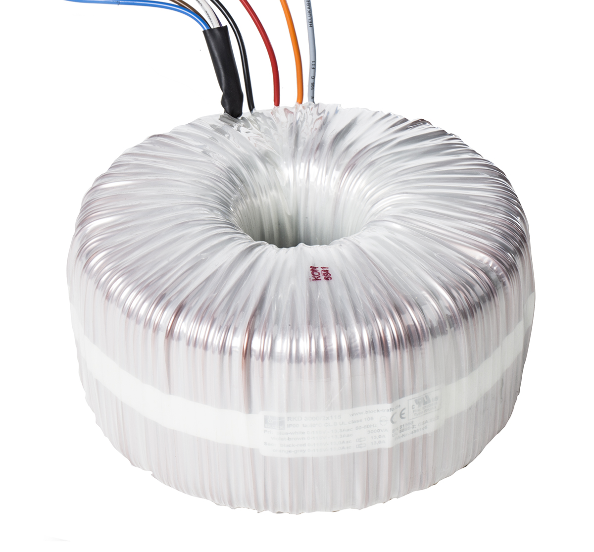 Block 230 V ac 2 x 115 V ac Toroidal Transformer 2 Output 3000 VA, UL, EAC, RoHS, cURus