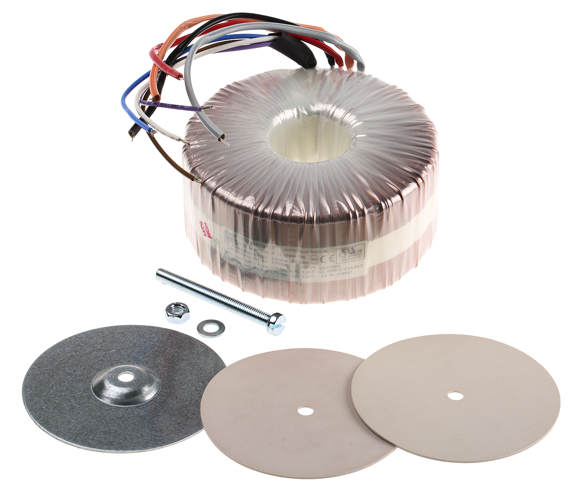 Block 230 V ac 2 x 115 V ac Toroidal Transformer 2 Output 625 VA, UL, cURus, RoHS, EAC