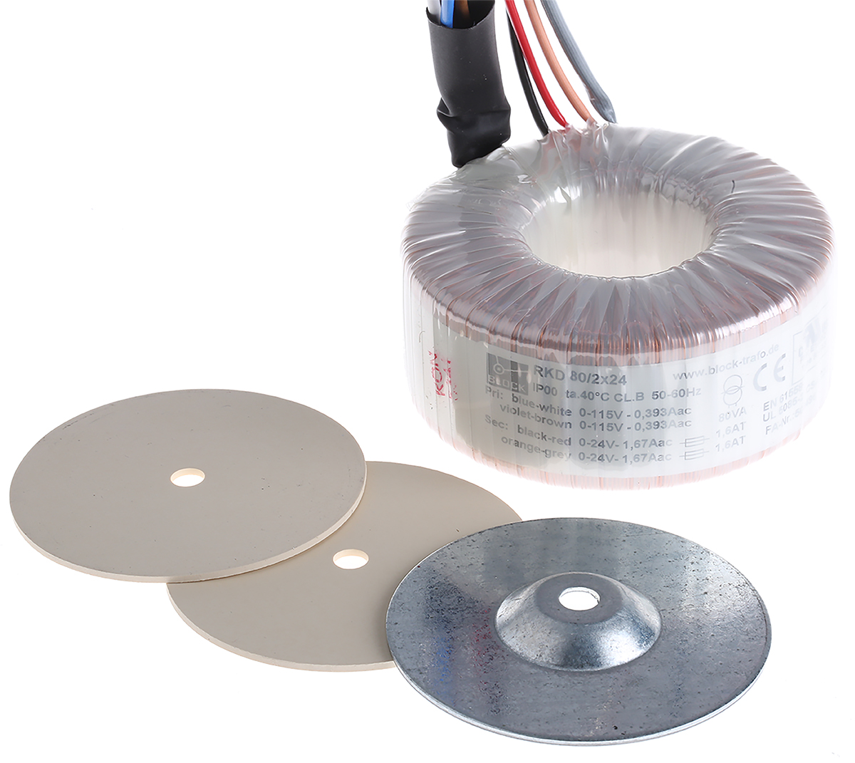 Block 230 V ac 2 x 24 V ac Toroidal Transformer 2 Output 80 VA, UL, cURus, RoHS, EAC