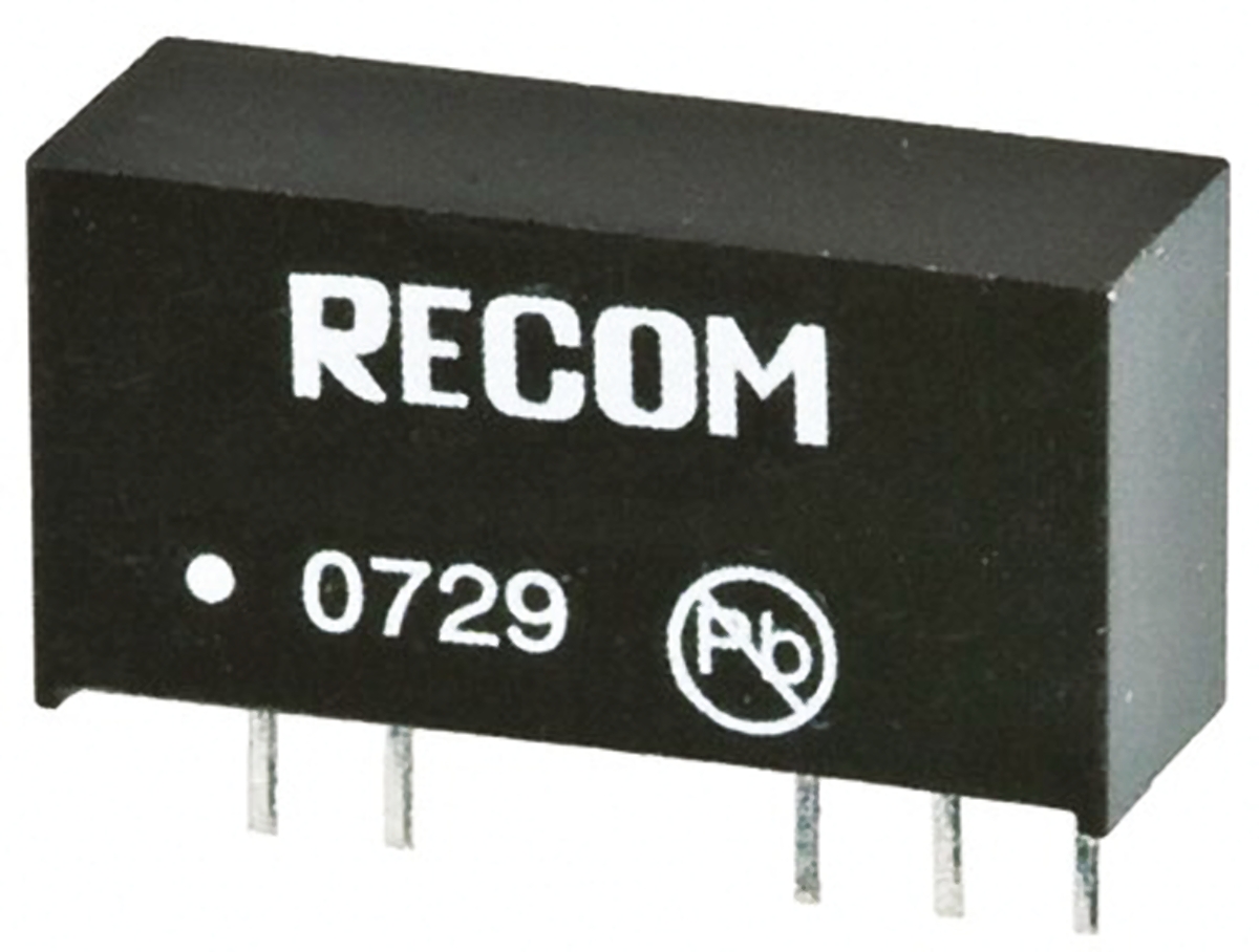 Recom DC/DC Converter, 15V, -15 V/ 66 mA, 12V Input, 5V Input 2 W, Through Hole, 85 °C Max Temp -40 °C Min Temp, 5-Pin