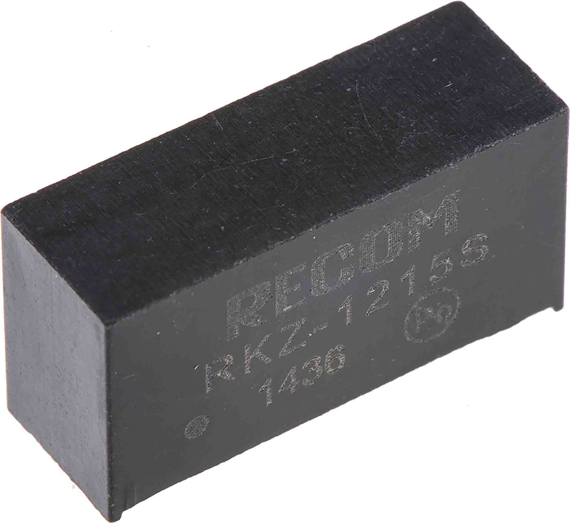 Recom RKZ DC/DC Converter, 15V dc/ 132 mA, 12V dc Input, 0V Input 2 W, Through Hole, 85 °C Max Temp -40 °C Min Temp,