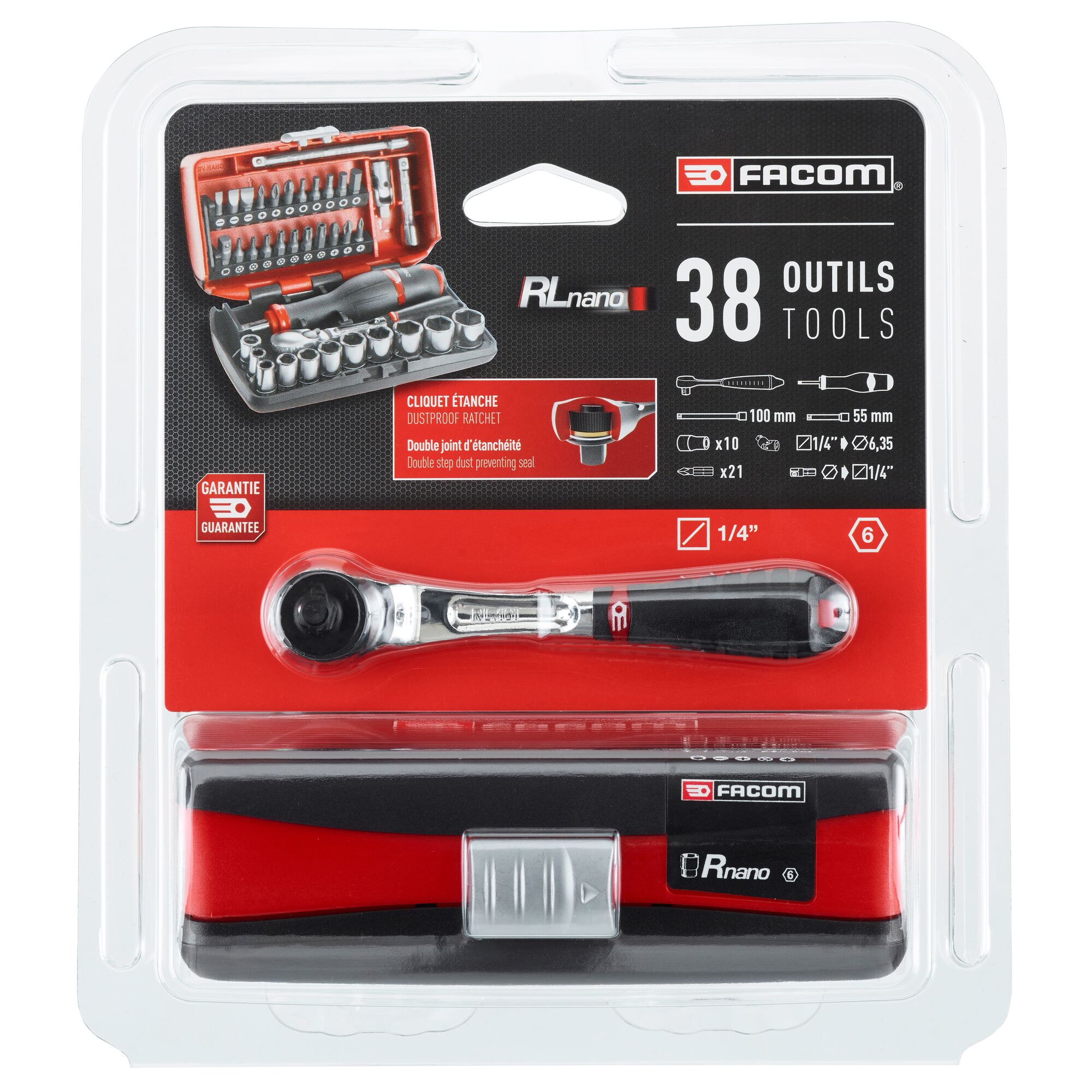 rlnano1pb Facom 38-Piece 1/4 in 6 Point Socket Set