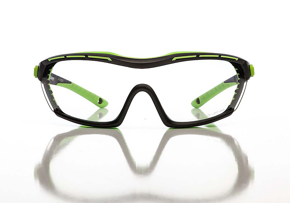 Riley ARION Safety Glasses, Anti-Mist, Clear, Green, Black Polycarbonate Lens, Tr90 Thermoplastic, Thermoplastic