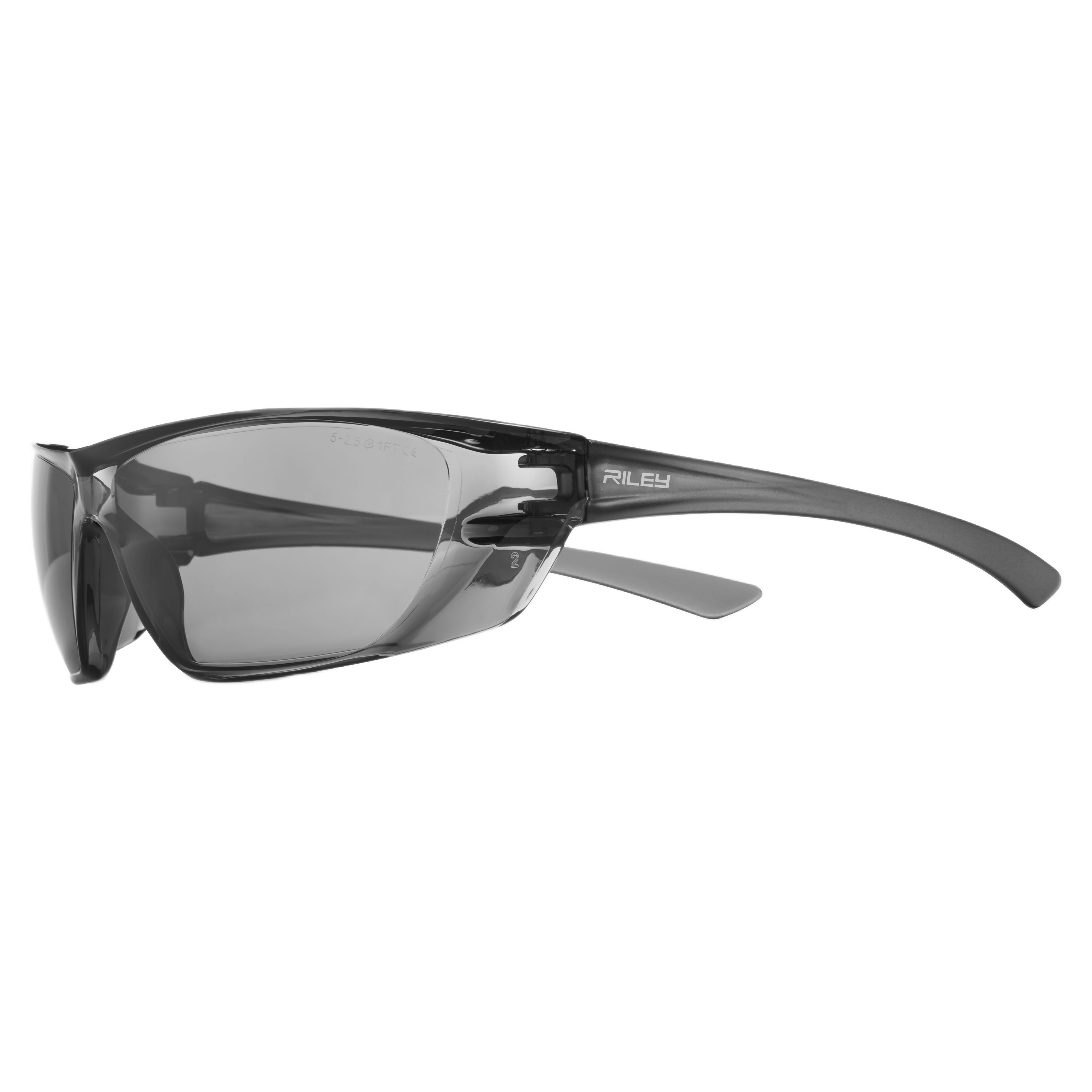 Riley Fresna Safety Glasses, Moisture Resistant, Grey, Black Polycarbonate Lens, Polycarbonate