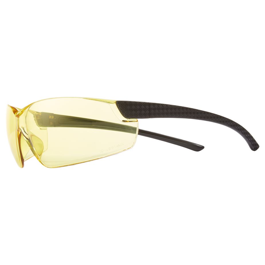 Riley Retna Safety Glasses, Moisture Resistant, Amber, Black Polycarbonate Lens, Tr90 Thermoplastic