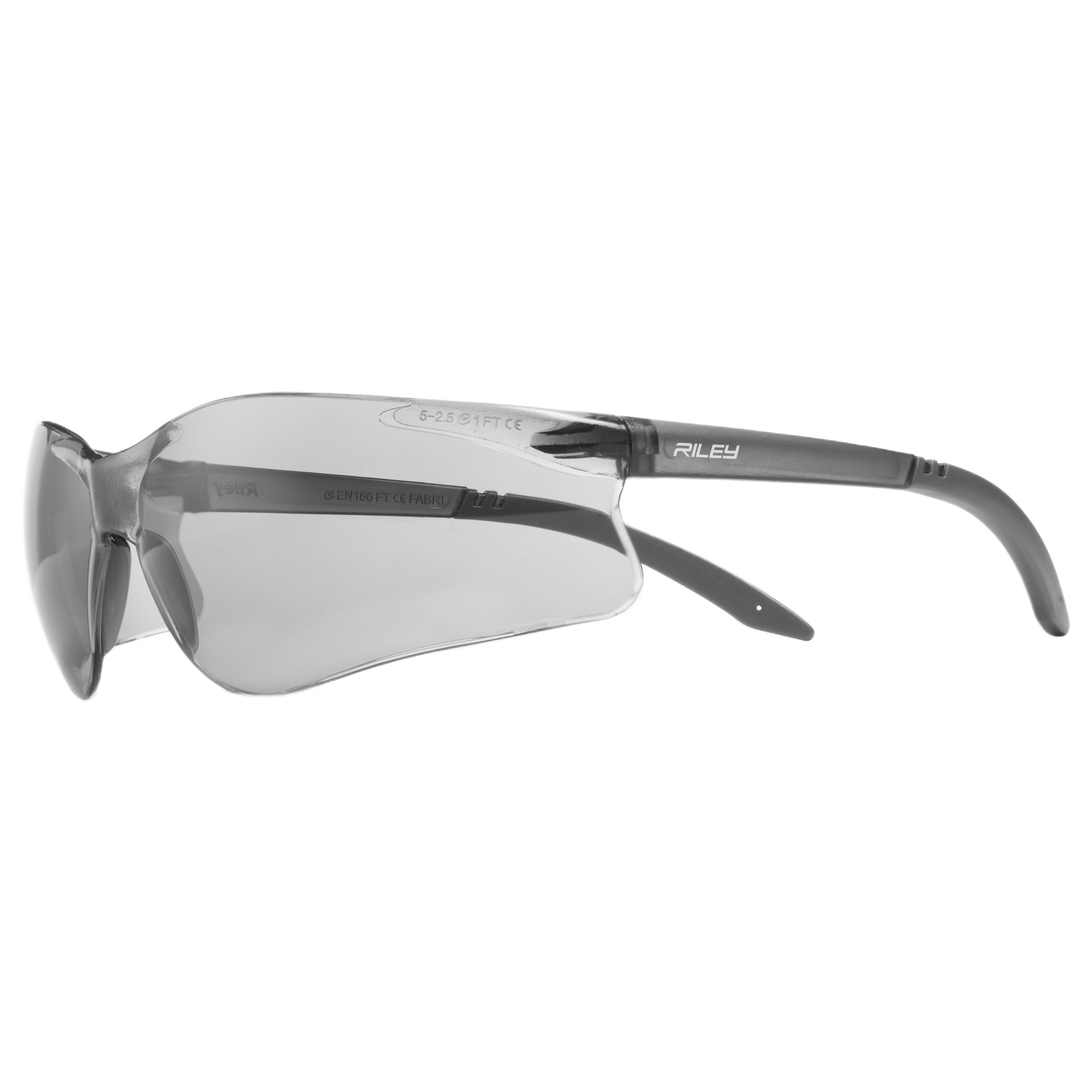 Riley Fabri Safety Glasses, UV Resistant, Impact Resistant, Anti-Scratch, Grey, Grey Polycarbonate Lens, Thermoplastic
