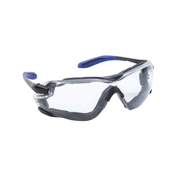 Riley QUADRO Safety Glasses, Anti-Scratch, UV Resistant, Anti-Fog Coating, Impact Resistant, Clear, Black Polycarbonate