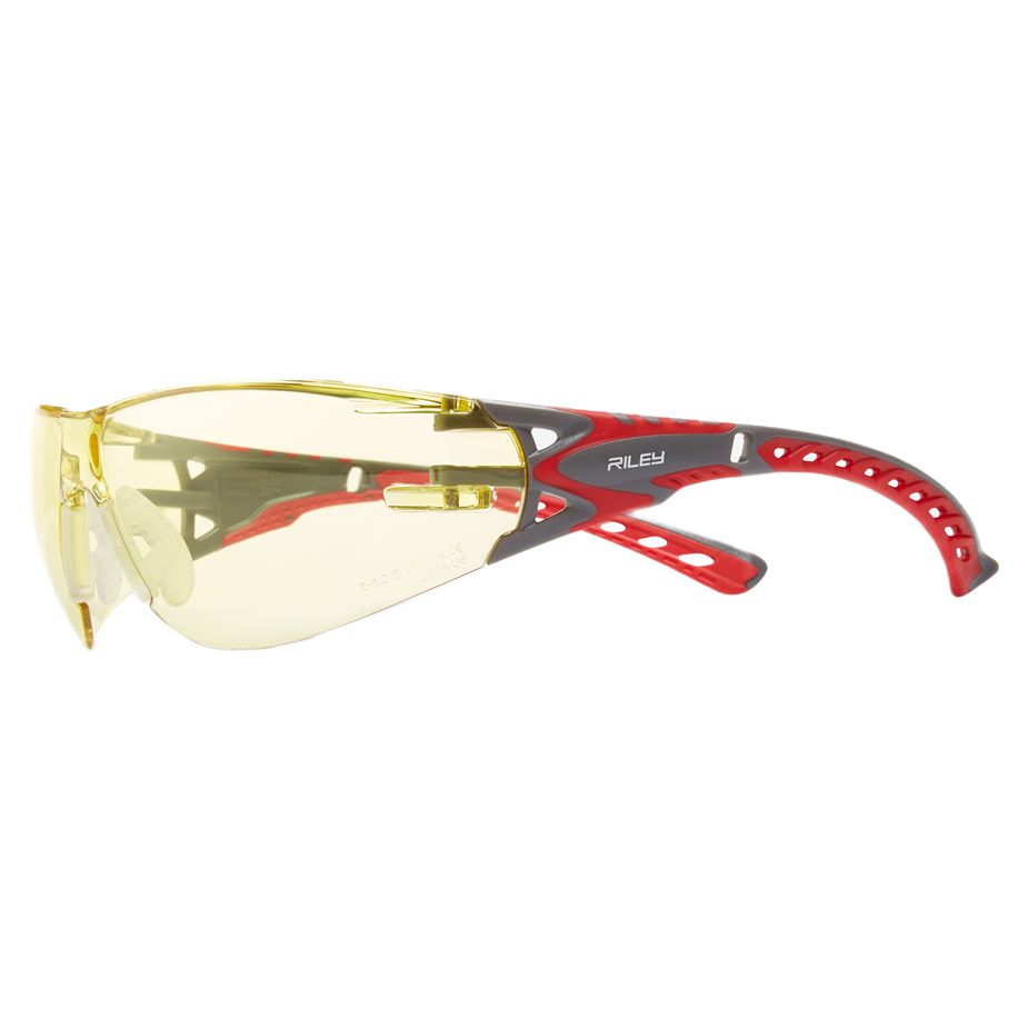 Riley Evo Small Safety Glasses, Soft, Slip Resistant, Amber, Red, Grey Polycarbonate Lens