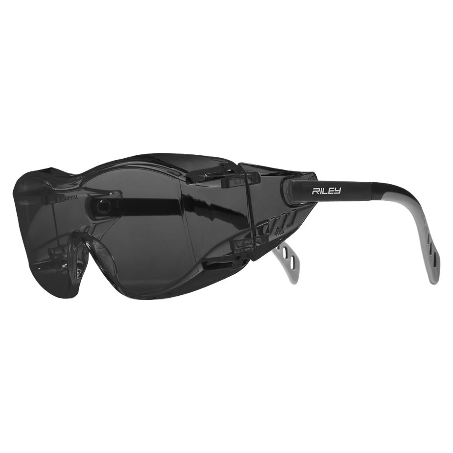 Riley Tilla Safety Glasses, Soft, Slip Resistant, Grey, Black Polycarbonate Lens