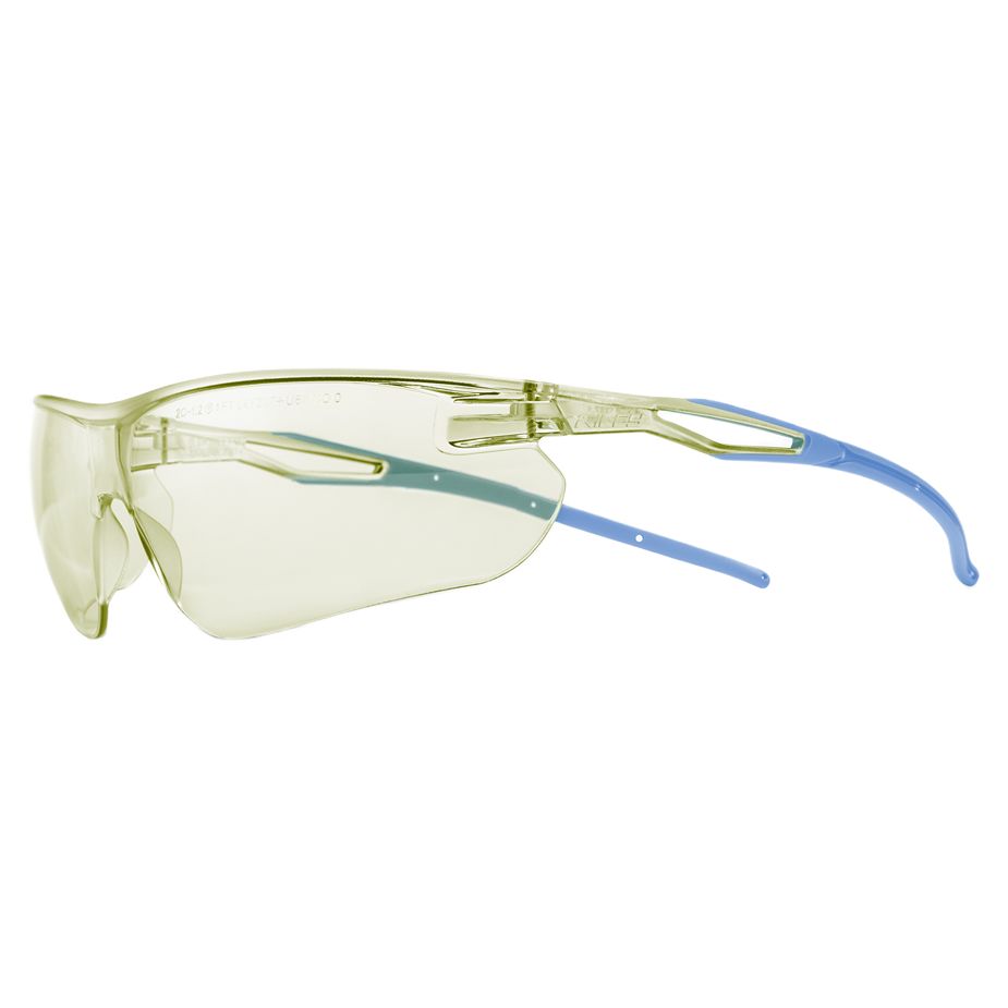 Riley LIGERA KN Safety Glasses, Anti-Fog, Anti-Scratch, Moisture Resistant, UV400, Amber, Blue Polycarbonate Lens,