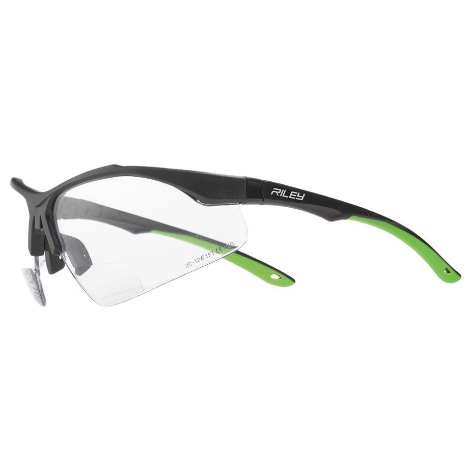 Riley CYPHER Safety Glasses, Moisture Resistant, Clear, Green, Black Polycarbonate Lens, Polycarbonate