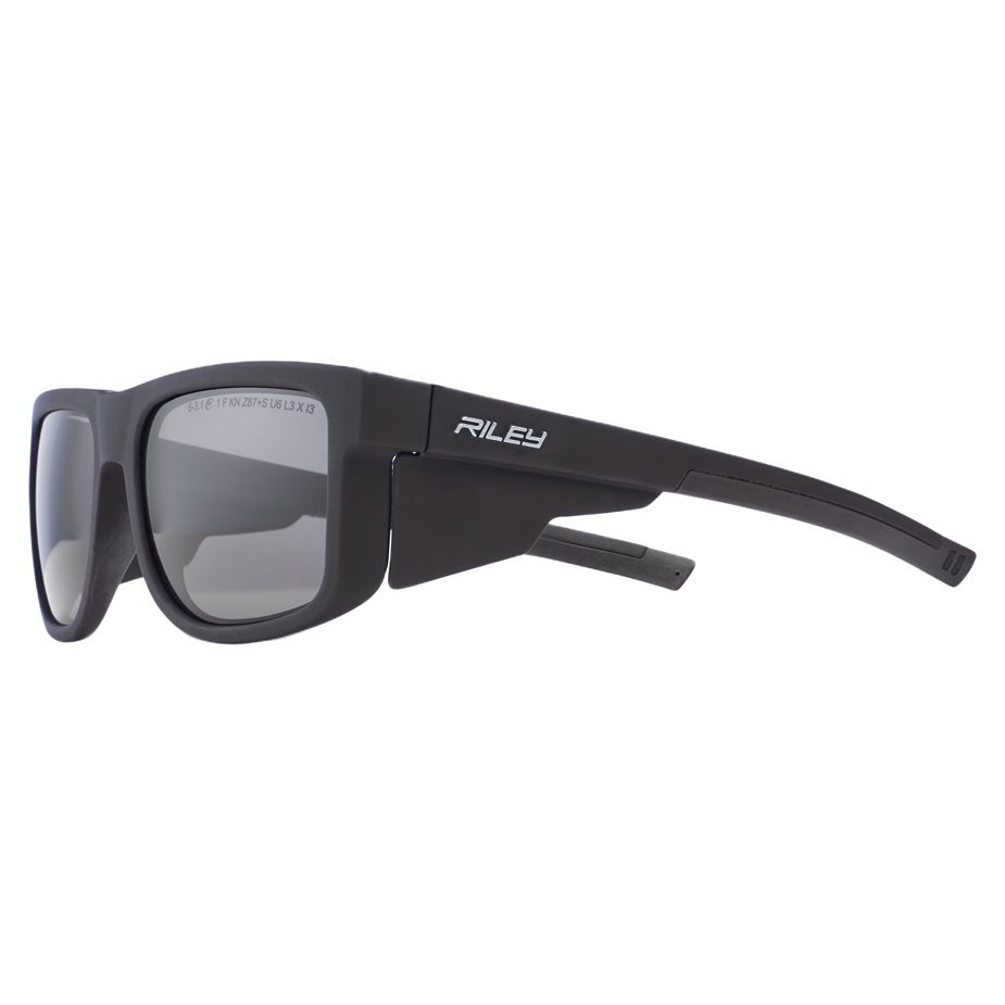 Riley Navigator Safety Glasses, Moisture Resistant, Grey, Black Polycarbonate Lens, Polycarbonate