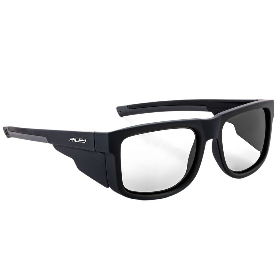 Riley Navigator Safety Glasses, Moisture Resistant, Clear, Black Polycarbonate Lens, Polycarbonate