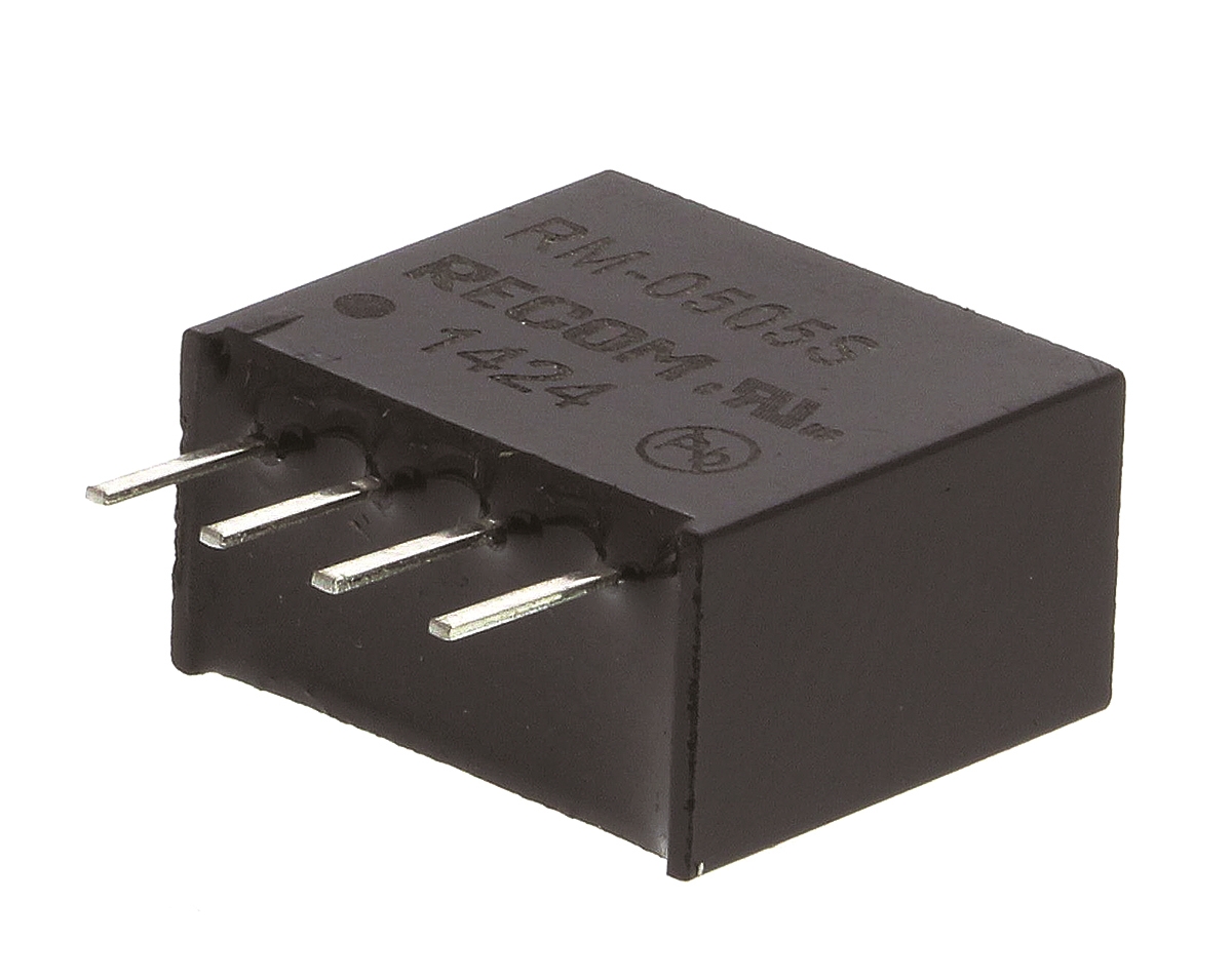 Recom RM DC/DC Converter, 5V dc/ 50 mA, 5V dc Input, 4.5V Input 2 W, Through Hole, 85 °C Max Temp -40 °C Min Temp, 4-Pin