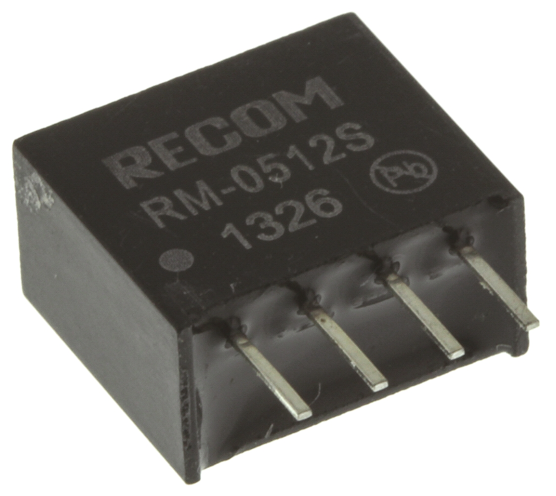 Recom RM DC/DC Converter, 12V dc/ 21 mA, 5V dc Input 0.25 W, Through Hole, 85 °C Max Temp -40 °C Min Temp, 4-Pin SIP