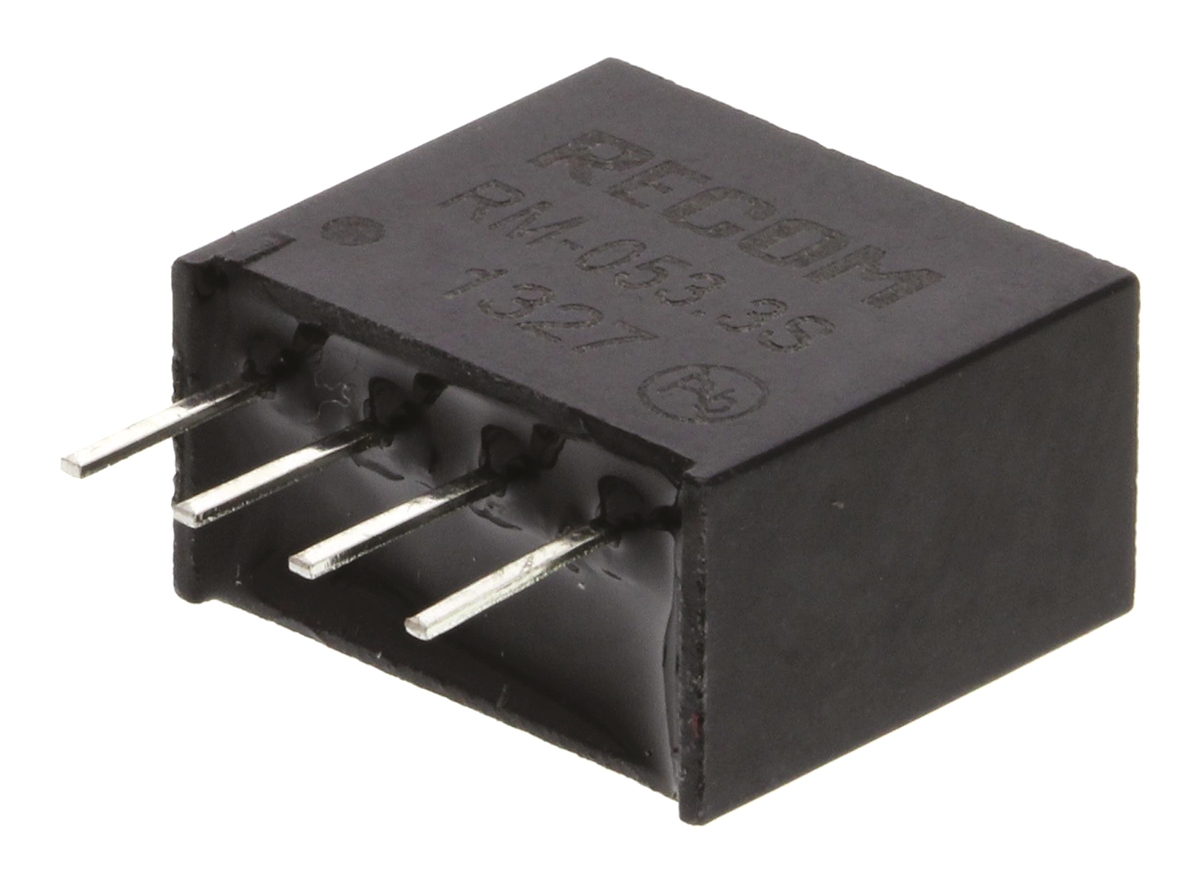 Recom RM DC/DC Converter, 3.3V dc/ 76 mA, 5V dc Input, 4.5V Input 2 W, Through Hole, 85 °C Max Temp -40 °C Min Temp,