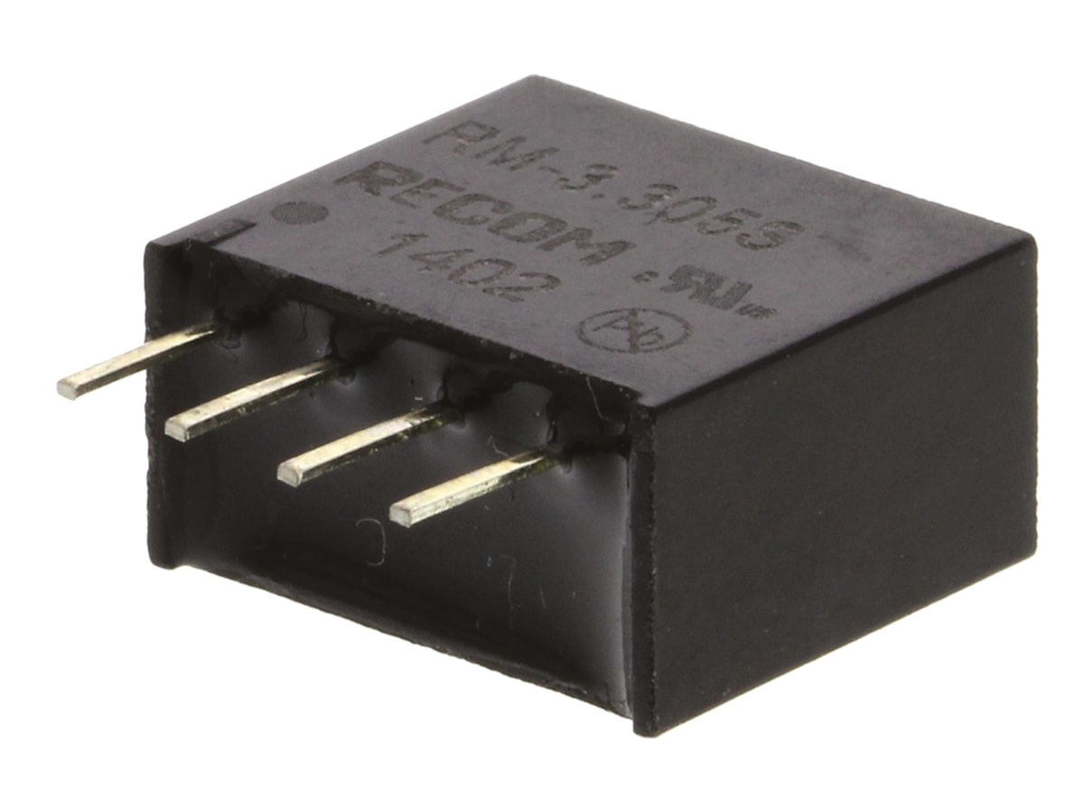 Recom RM DC/DC Converter, 5V dc/ 50 mA, 3.3V dc Input, 2.97V Input 2 W, Through Hole, 85 °C Max Temp -40 °C Min Temp,
