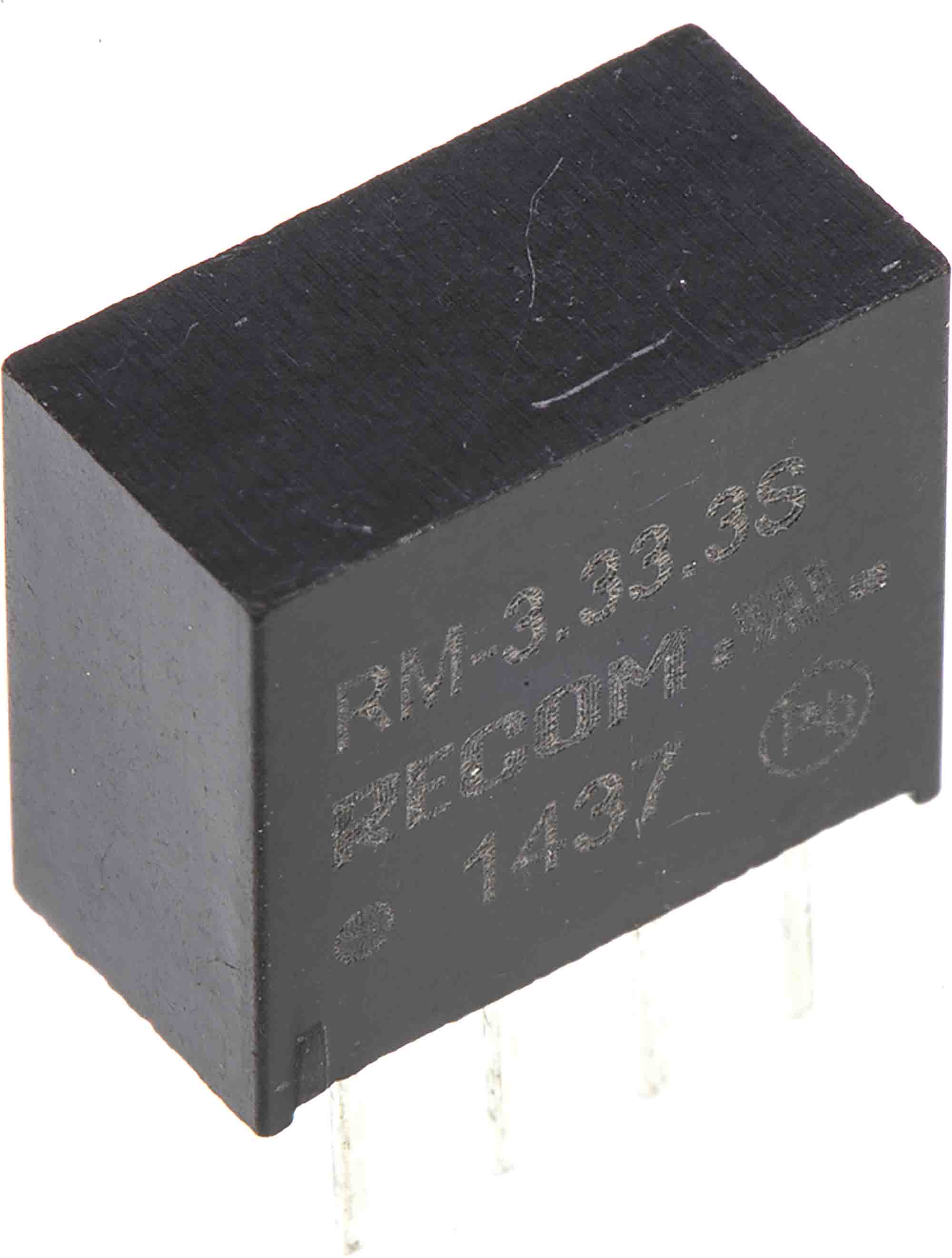 Recom RM DC/DC Converter, 3.3V dc/ 76 mA, 3V dc Input, 0V Input 2 W, Through Hole, 85 °C Max Temp -40 °C Min Temp, 4-Pin