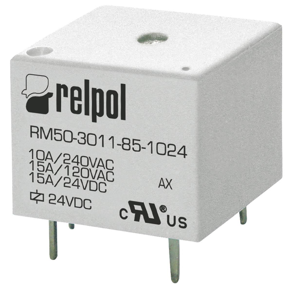 Relpol PCB Power Relay, 5V dc Coil, 15A Switching Current, SPDT